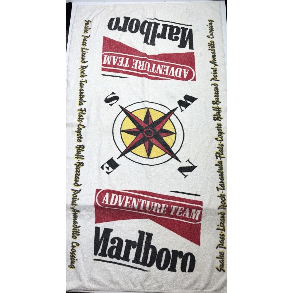 Vintage Marlboro Adventure Team Beach Towel Compass‎ Logo Racing Promo